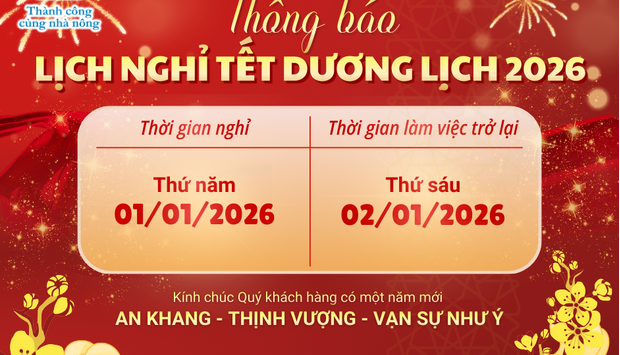 THÔNG BÁO NGHỈ TẾT DƯƠNG LỊCH 2026